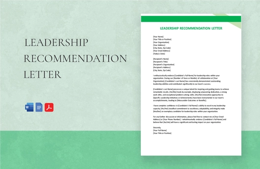 Leadership Recommendation Letter