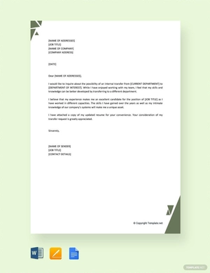 Internal Transfer Letter