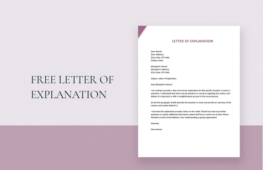 Letter Of Explanation Letter Of Explanation