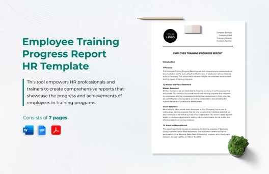 Employee Training Progress Report HR Template