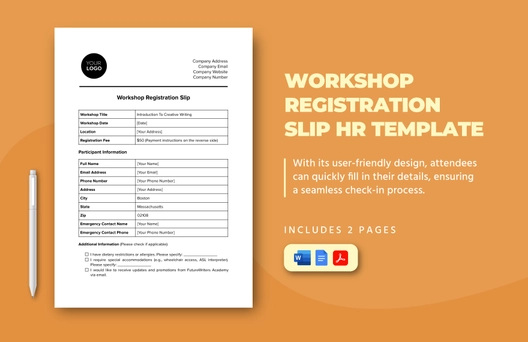 Workshop Registration Slip HR Template