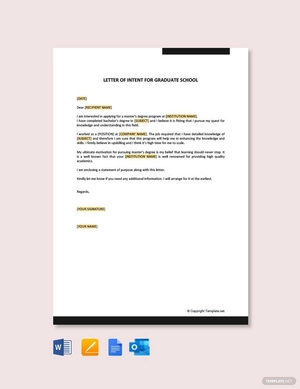 Letter Of Intent For Graduate School Template