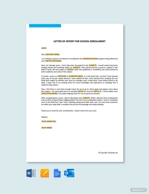 Letter of Intent for School Enrollment