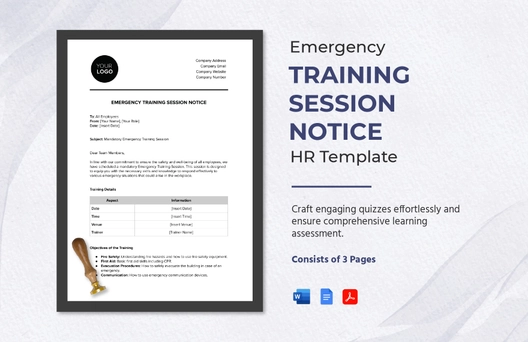 Emergency Training Session Notice HR Template