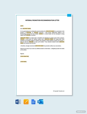 Internal Promotion Recommendation Letter