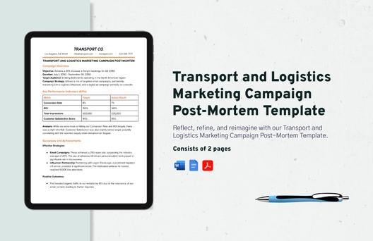 Transport and Logistics Marketing Campaign Post-Mortem Template