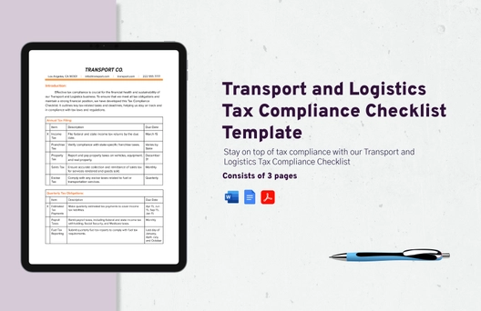 Transport and Logistics Tax Compliance Checklist Template