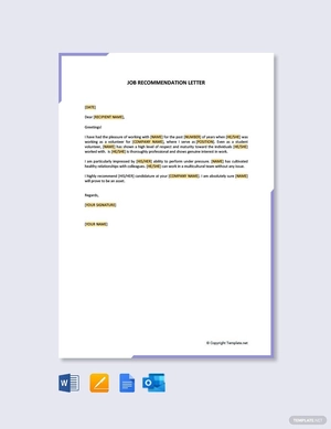 Job Recommendation Letter for Student