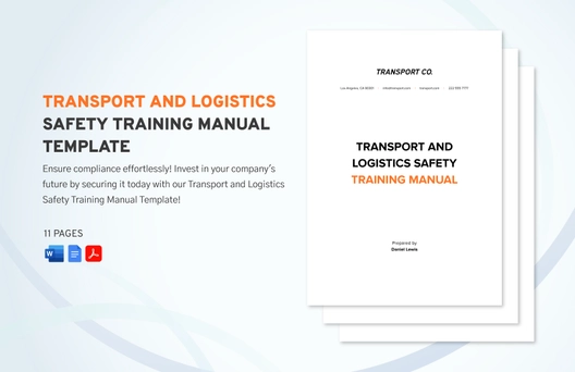 Transport and Logistics Safety Training Manual Template