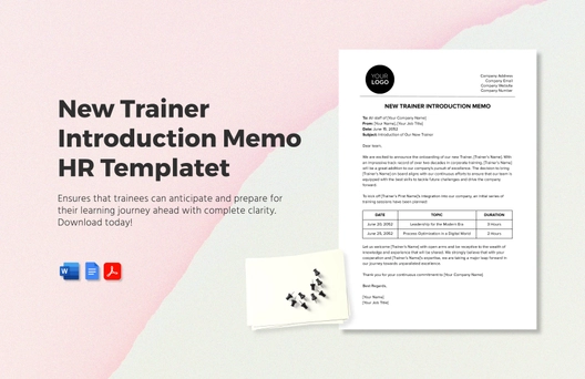 New Trainer Introduction Memo HR Template