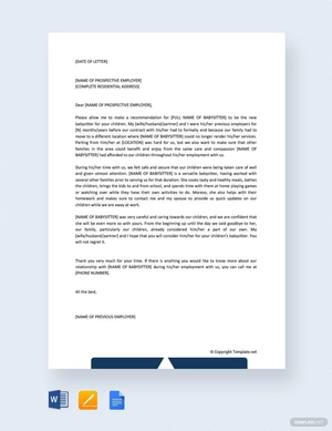 Babysitter Reference Letter