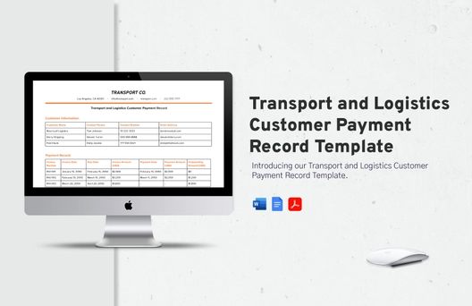 Transport and Logistics Customer Payment Record Template