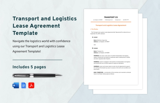 Transport and Logistics Lease Agreement Template