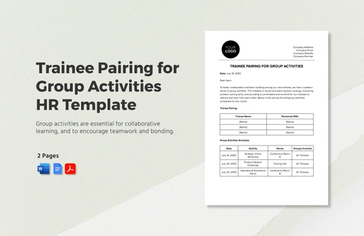 Trainee Pairing for Group Activities HR Template
