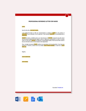 Professional Reference Letter For Nurse
