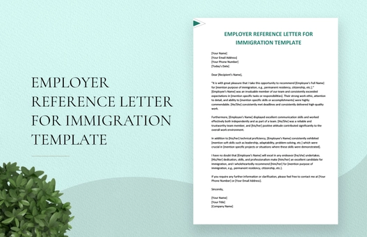 Employer Reference Letter for Immigration Template