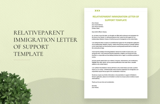 Relative/Parent Immigration Letter of Support Template