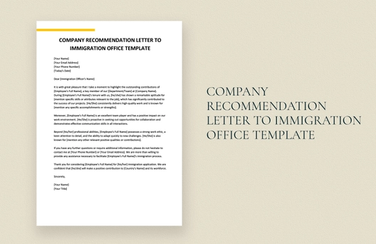 Company Recommendation Letter to Immigration Office Template
