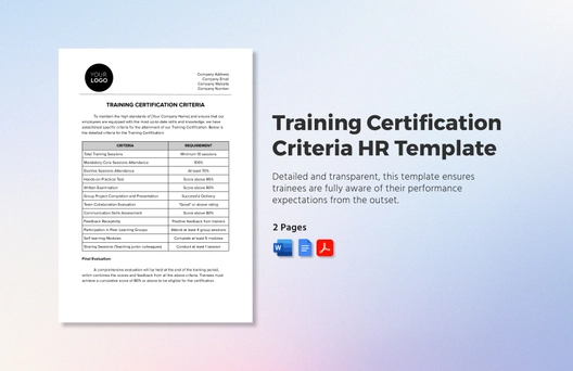 Training Certification Criteria HR Template