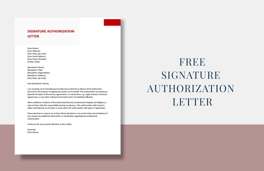 Signature Authorization Letter Signature Authorization Letter