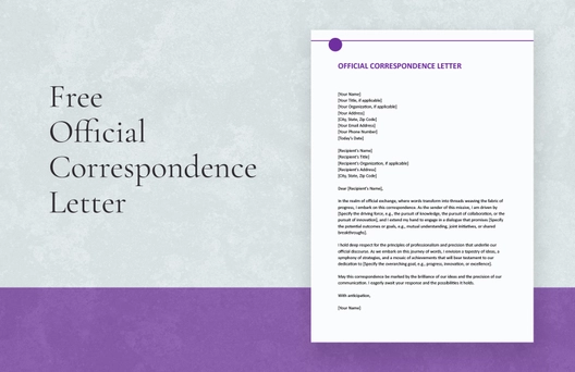 Official Correspondence Letter Official Correspondence Letter
