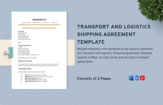 Transport and Logistics Shipping Agreement Template