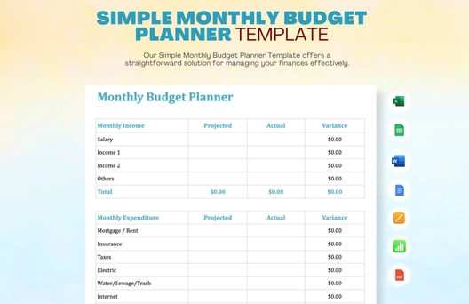 Simple Monthly Budget Planner Template