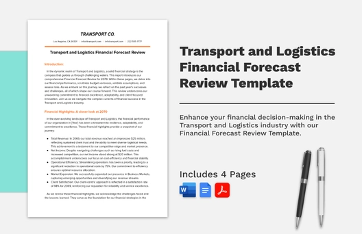 Transport and Logistics Financial Forecast Review Template