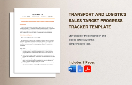 Transport and Logistics Sales Target Progress Tracker Template