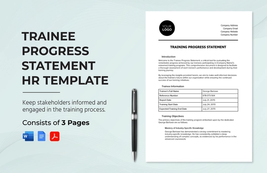 Trainee Progress Statement HR Template Trainee Progress Statement HR Template