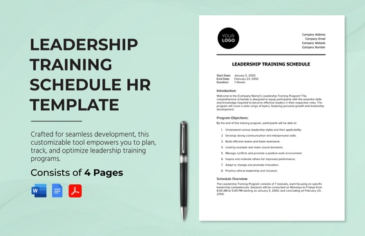 Leadership Training Schedule HR Template