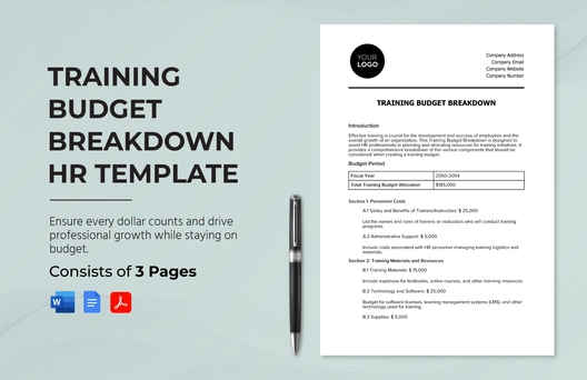 Training Budget Breakdown HR Template Training Budget Breakdown HR Template