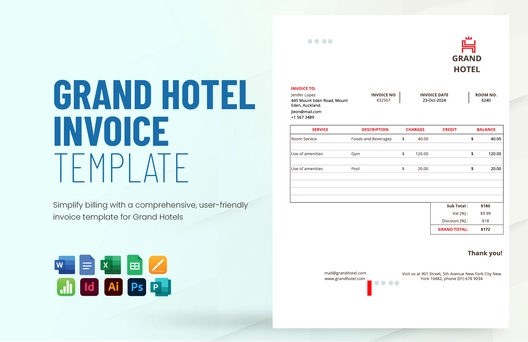 Grand Hotel Invoice Template