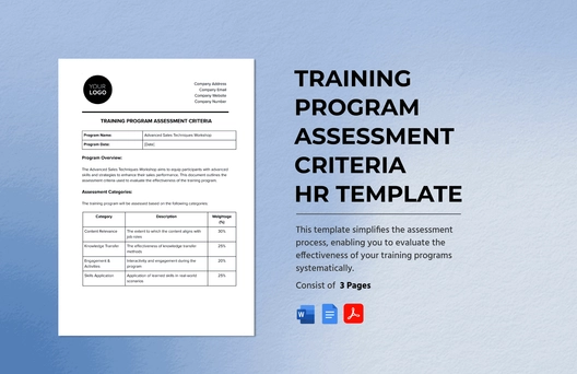 Training Program Assessment Criteria HR Template