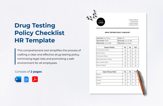 Drug Testing Policy Checklist HR Template
