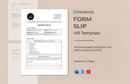 Grievance Form Slip HR Template