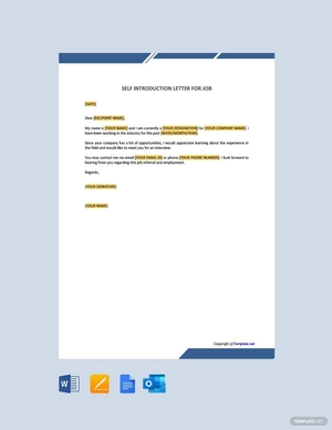 Self Introduction Letter For Job Self Introduction Letter For Job