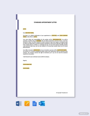 Standard Appointment Letter