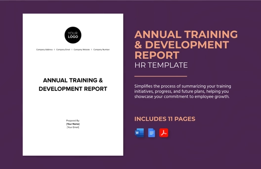 Annual Training & Development Report HR Template