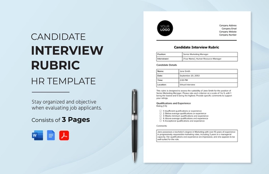 Candidate Interview Rubric HR Template Candidate Interview Rubric HR Template