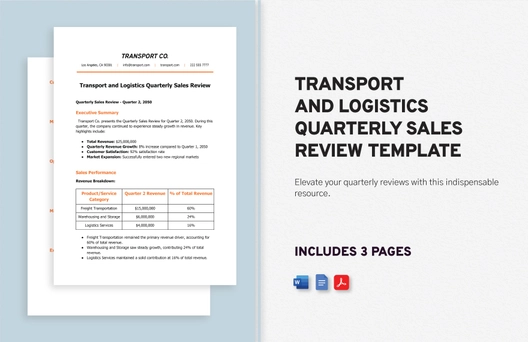 Transport and Logistics Quarterly Sales Review Template