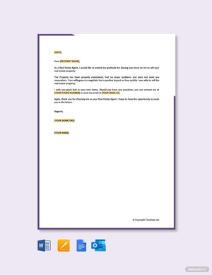 Real Estate Thank You Letter To Seller
