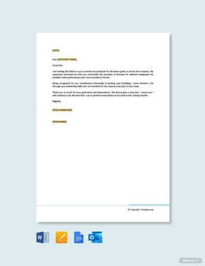 Thank You Letter to Boss For Bonus