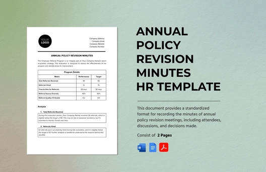 Annual Policy Revision Minutes HR Template