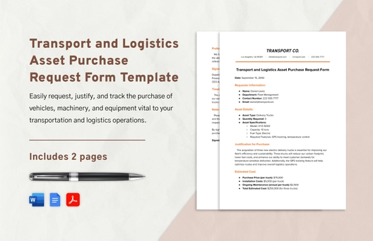 Transport and Logistics Asset Purchase Request Form Template Transport and Logistics Asset Purchase Request Form Template