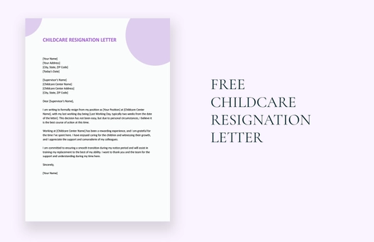 Childcare Resignation Letter