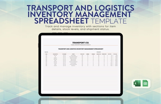 Transport and Logistics Inventory Management Spreadsheet Template