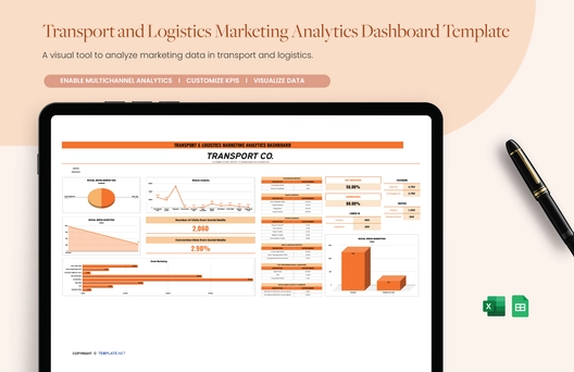 Transport and Logistics Marketing Analytics Dashboard Template