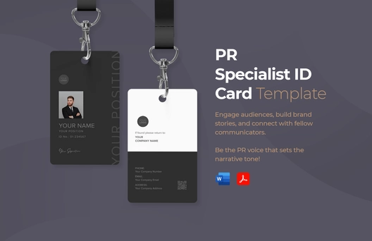 PR Specialist ID Card Template
