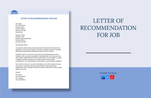 Letter Of Recommendation For Job